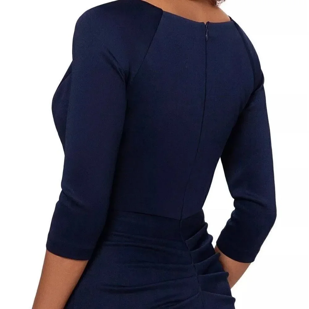 NEW Xscape 4452X Ruched Scuba Ruffle Gown - Picture 6 of 10
